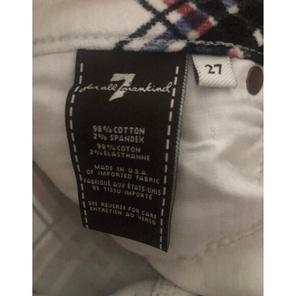 7 for all mankind Skinny Cream Velvet & Black Plaid Hoilday Pants size 27 - Picture 7 of 12